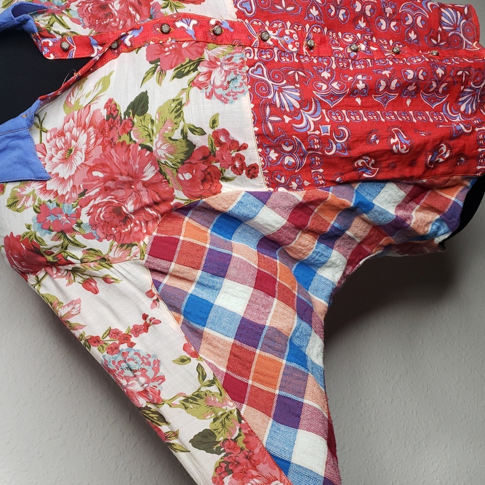 Aratta Silent Journey Indepence Day Dolman Sleeves Shirt Size M Boho Patchwork - Picture 6 of 16